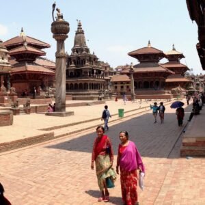 Vibrant scene in Bhaktapur, Nepal showcasing traditional architecture, cultural heritage, and daily life in Nepal.